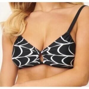 Unique Vintage Retro Spiderweb Bikini Top S NWOT